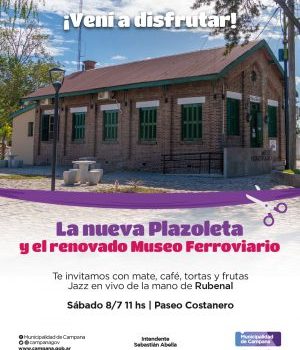Nueva Costanera: invitan a los vecinos a la nueva plazoleta del ferrocarril y al renovado Museo Ferroviario