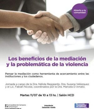 Invitan a una charla sobre los beneficios de la mediación y la problemática de la violencia